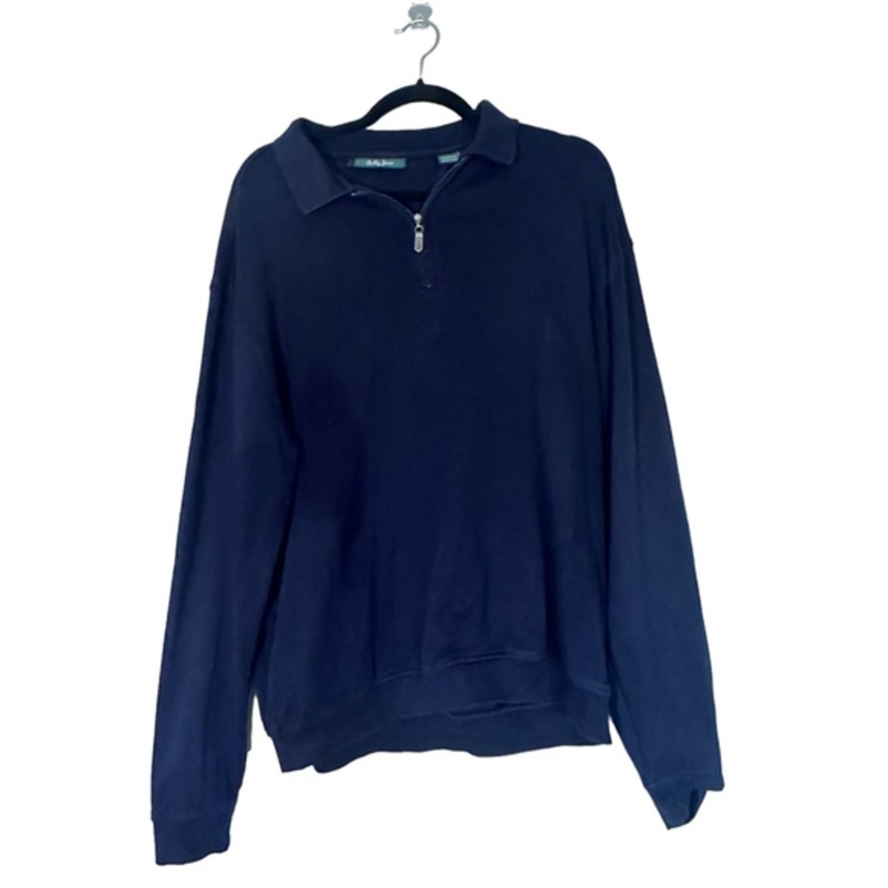 Bobby Jones Blue 1/4 Zip Peruvian Pima Cotton Pullover Golf‎ Sweater SZ L - Blue